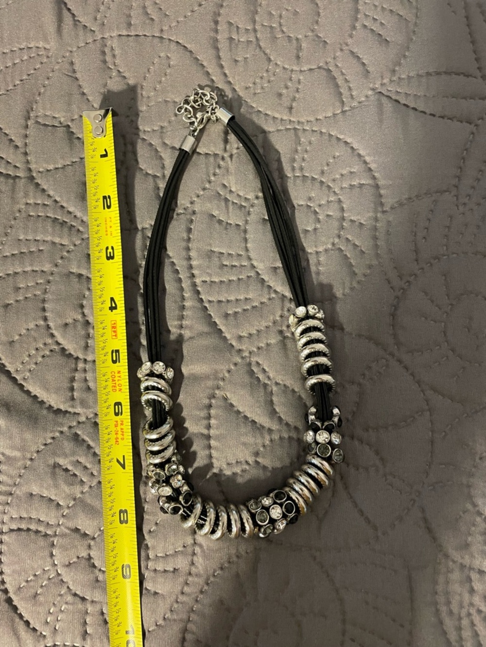 Black and Silver Crystal Bead Statement Necklace
